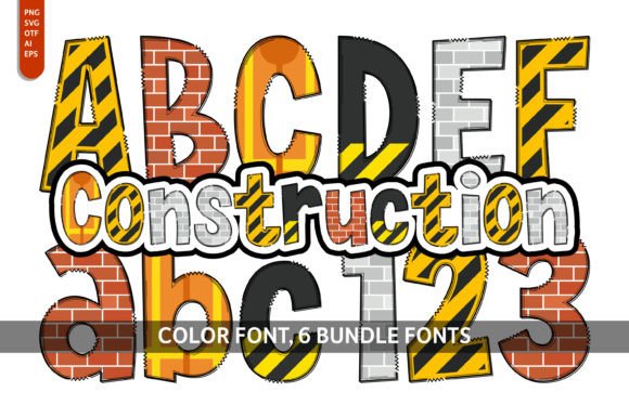 Construction Bundle Fonts: Playful Color Fonts for Crafters