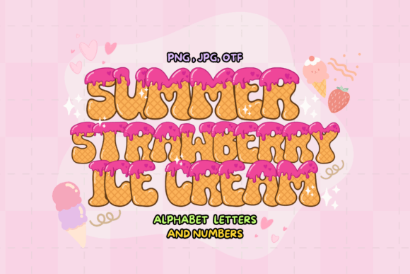 Summer Strawberry Ice Cream Color Fonts
