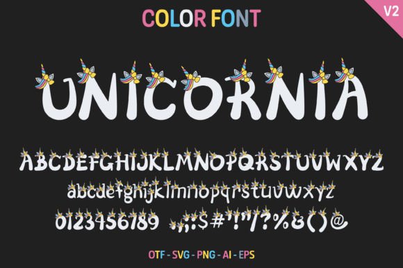 Unicornia: A Playful Color Fonts Choice